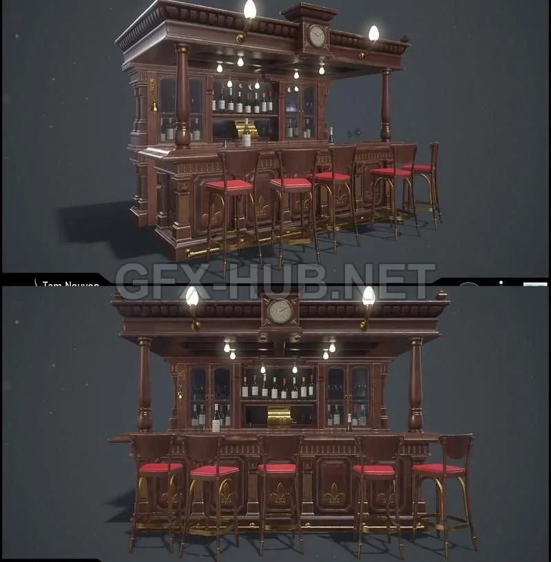 PBR Game 3D Model – Canopy Pub Bar PBR