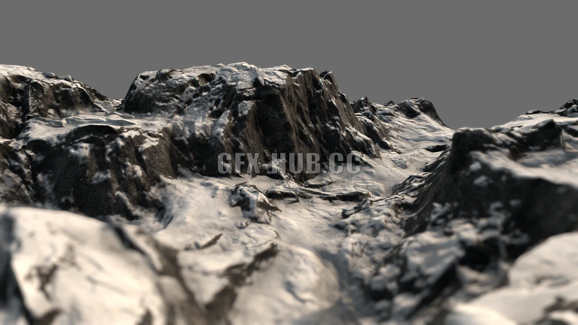 PBR Game 3D Model – Canyon Under the Snow