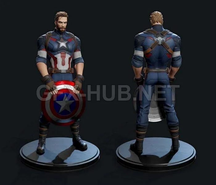 PBR Game 3D Model – Captain America