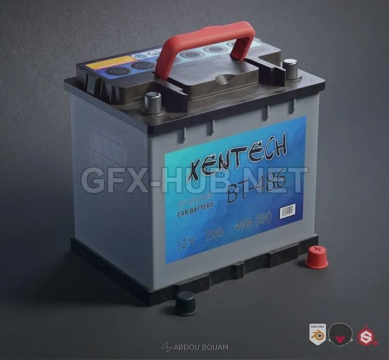 PBR Game 3D Model – Car Battery