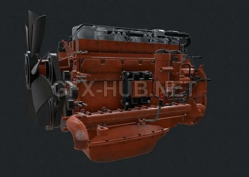PBR Game 3D Model – Car engine Scania