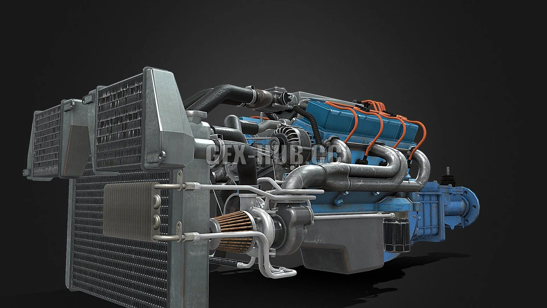 PBR Game 3D Model – Car engine V8 GM 350