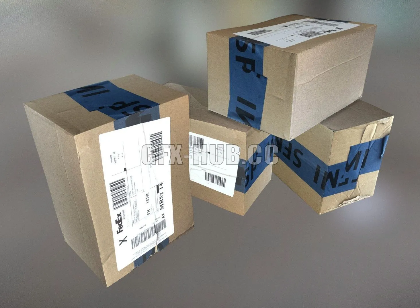 PBR Game 3D Model – Cardboard boxes 1