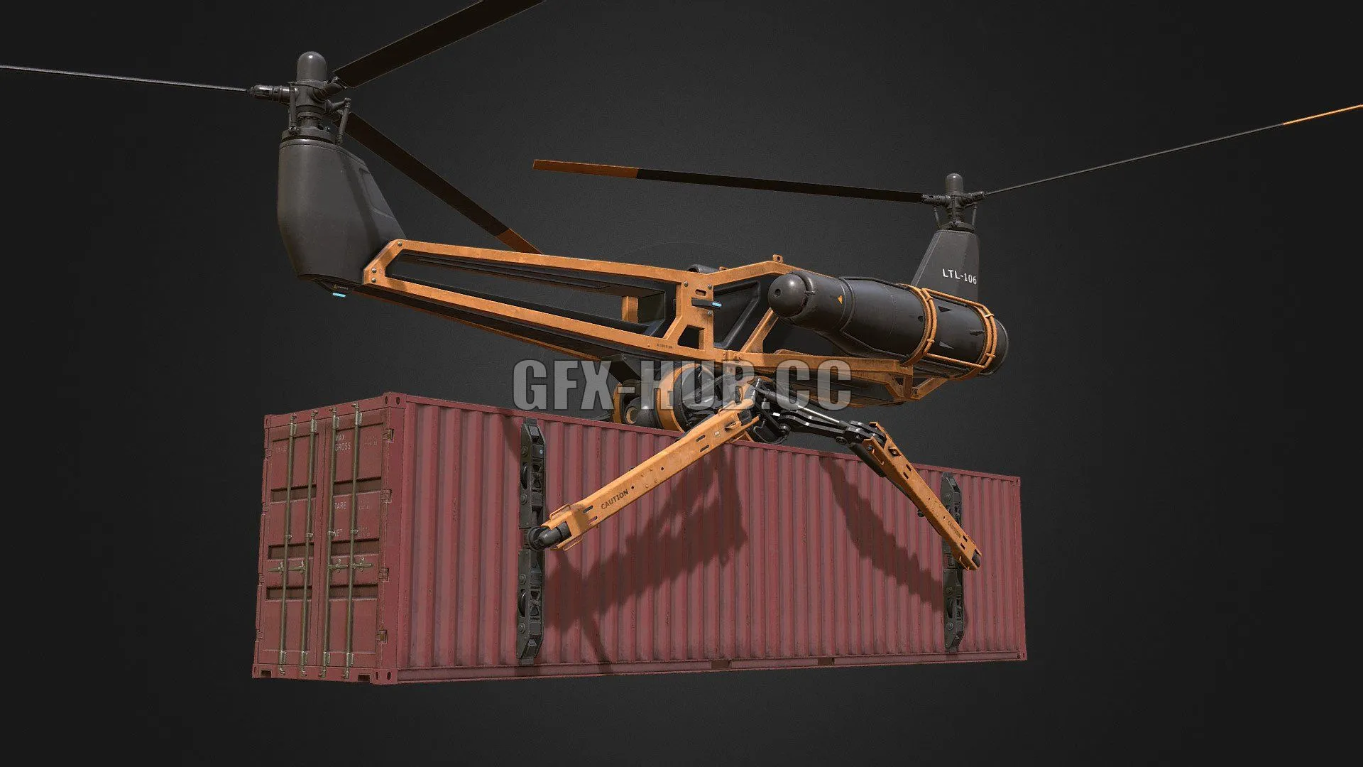 PBR Game 3D Model – Cargo Drone 2