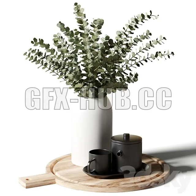 FURNITURE 3D MODELS – A bouquet of Eucalyptus in a White Vase