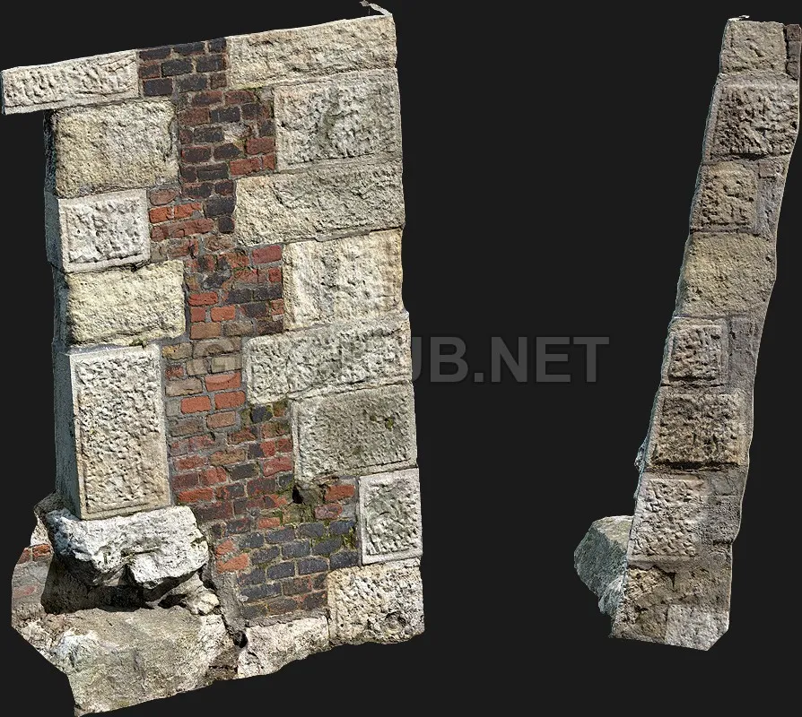 PBR Game 3D Model – Castle Wall 2 Megascan 4k 3D Asset