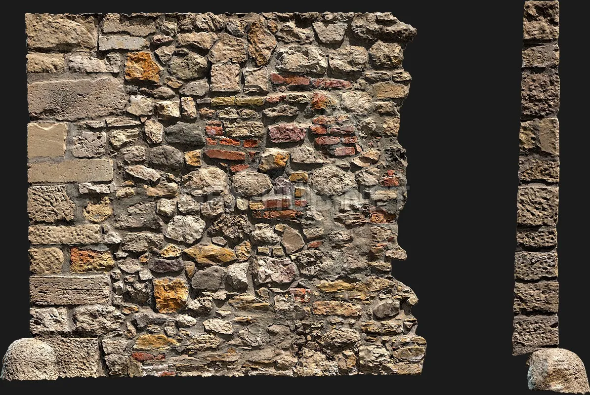 PBR Game 3D Model – Castle Wall Megascan 8k 3D Asset