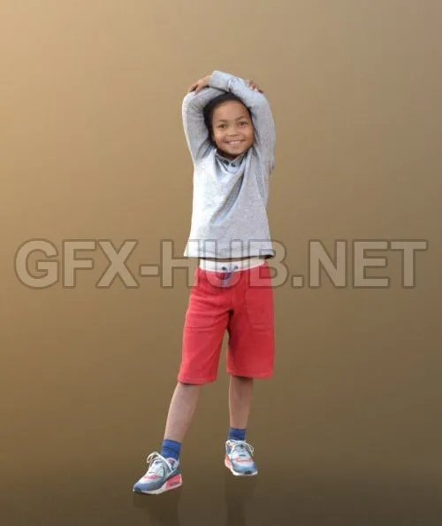 PBR Game 3D Model – Casual child boy standing and Smiling Scanned