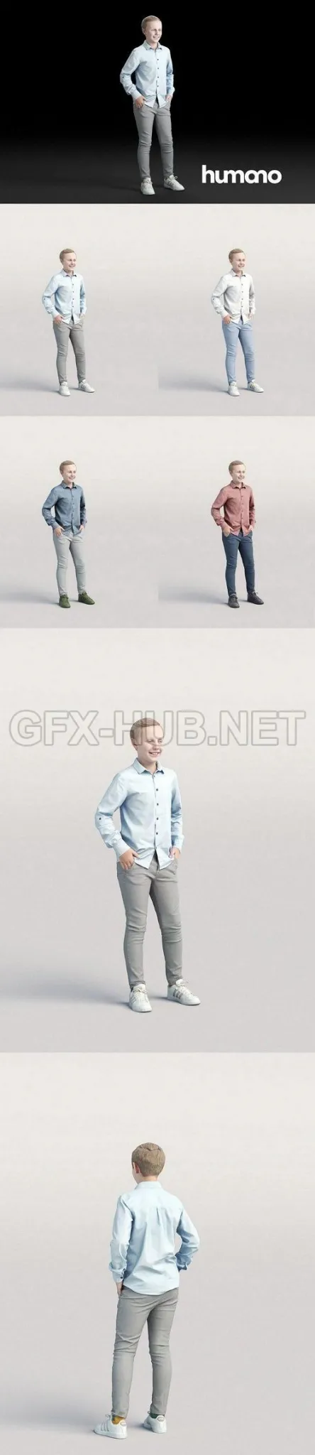 PBR Game 3D Model – Casual child boy standing and talking