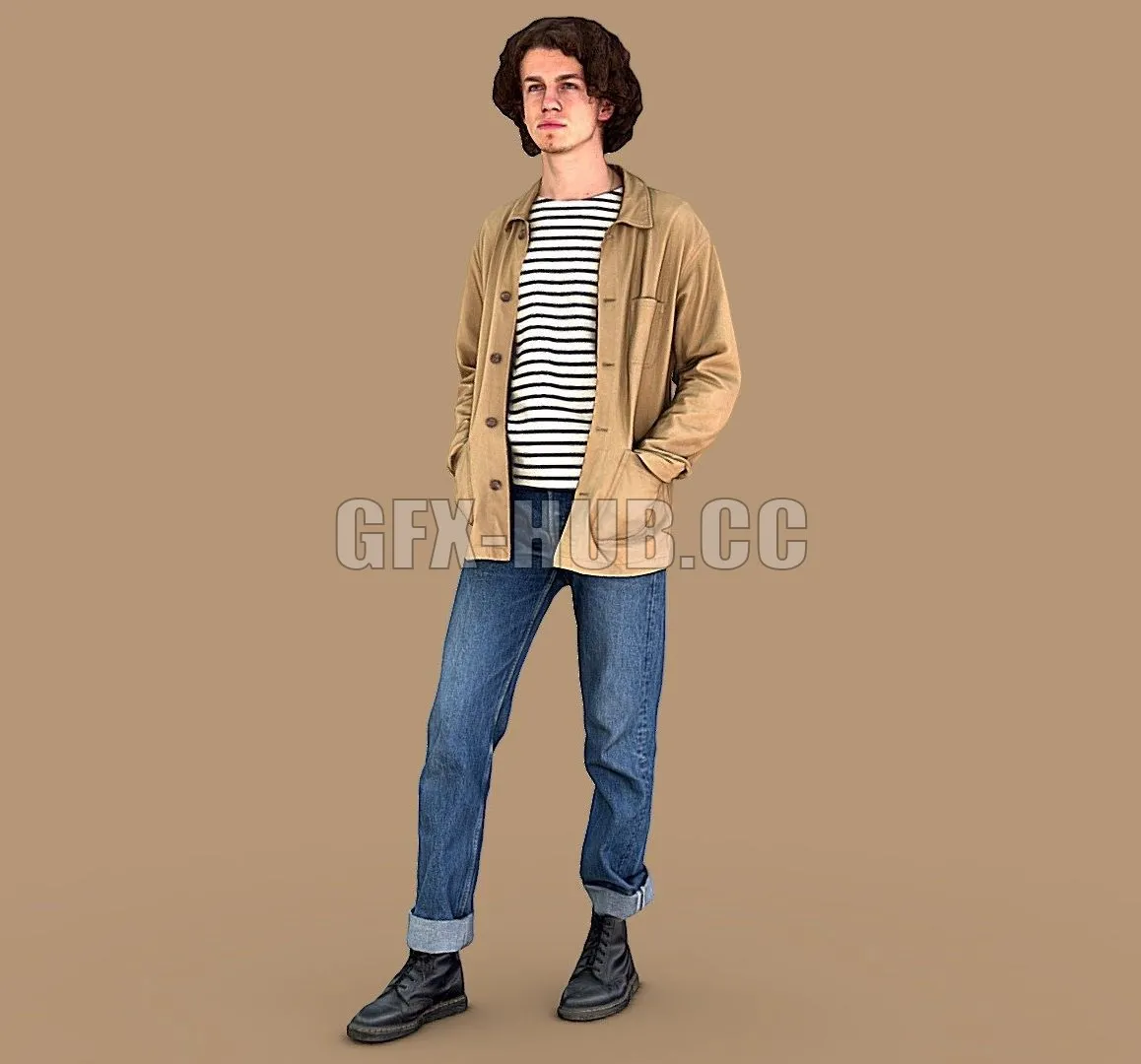 PBR Game 3D Model – Casual french guy