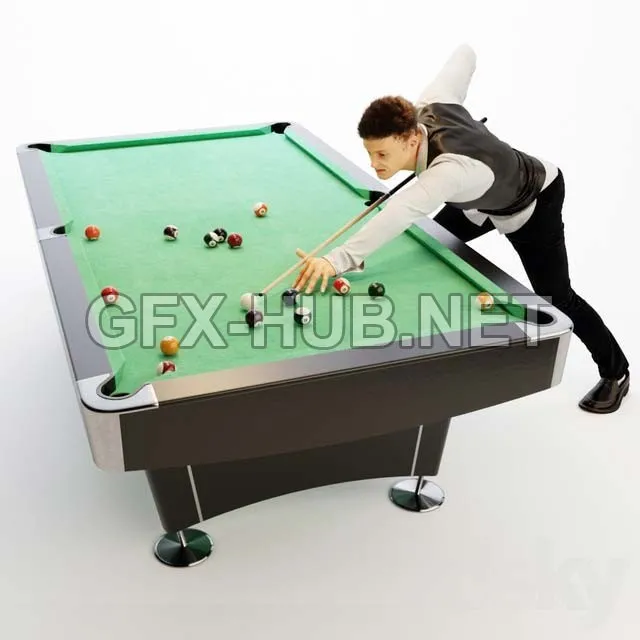 FURNITURE 3D MODELS – American billiard table, billiard player