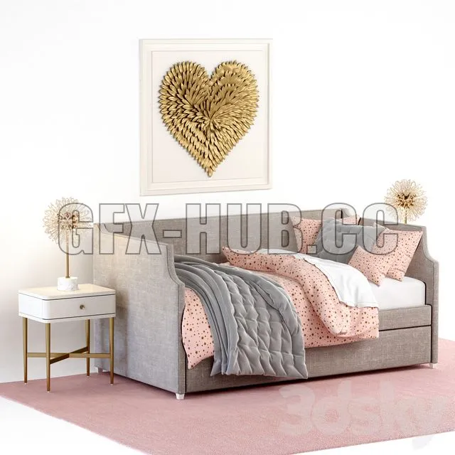 FURNITURE 3D MODELS – ANNIKA UPHOLSTERED DAYBED WITH TRUNDLE