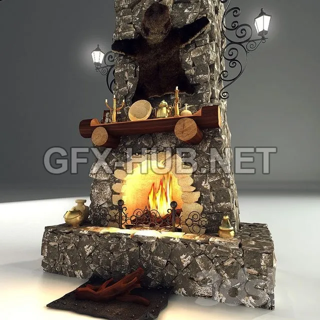 FURNITURE 3D MODELS – Antique fireplace