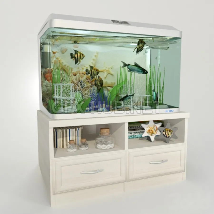 FURNITURE 3D MODELS – Aquarium with a curbstone