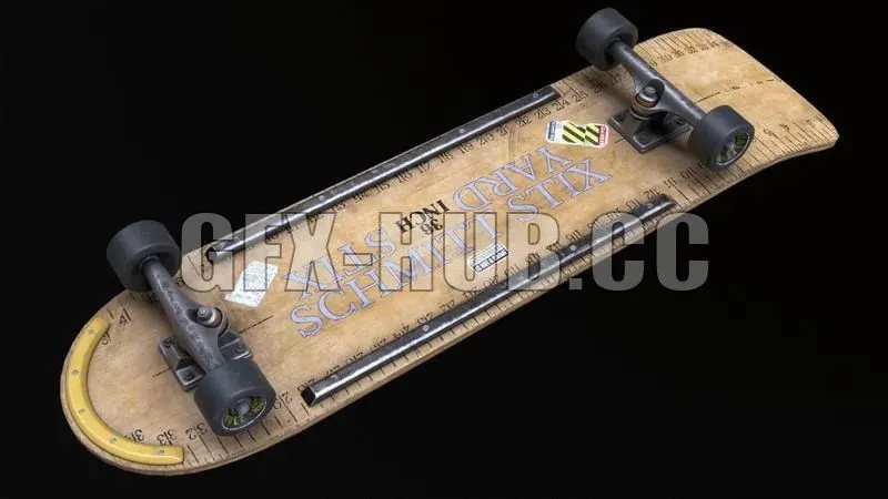PBR Game 3D Model – 80s Skateboard