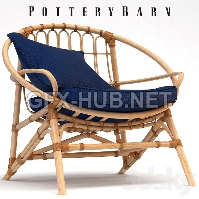 FURNITURE 3D MODELS – Armchair Pottery Barn Luling Rattan Chair
