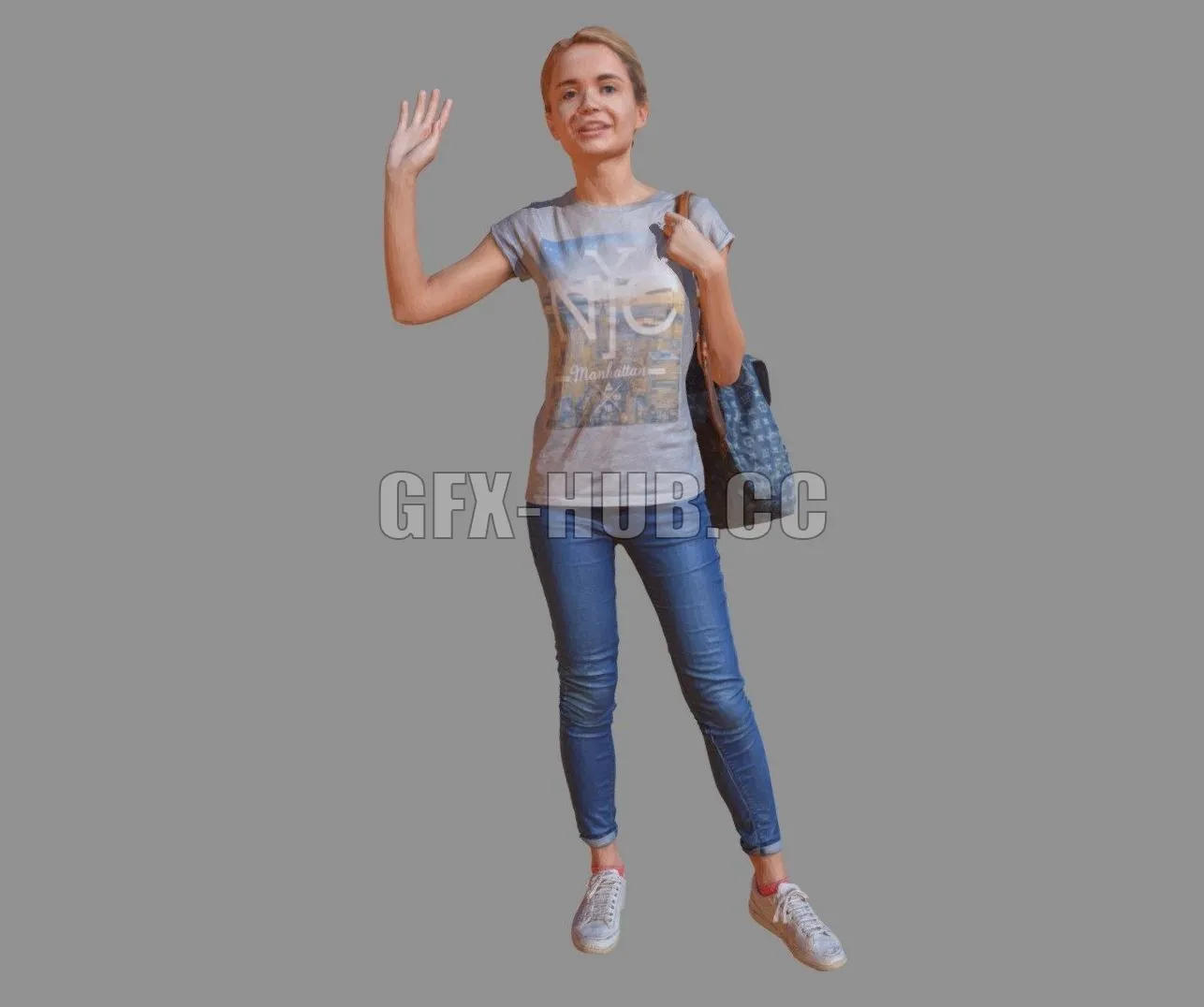 PBR Game 3D Model – Casual Lady Greeting