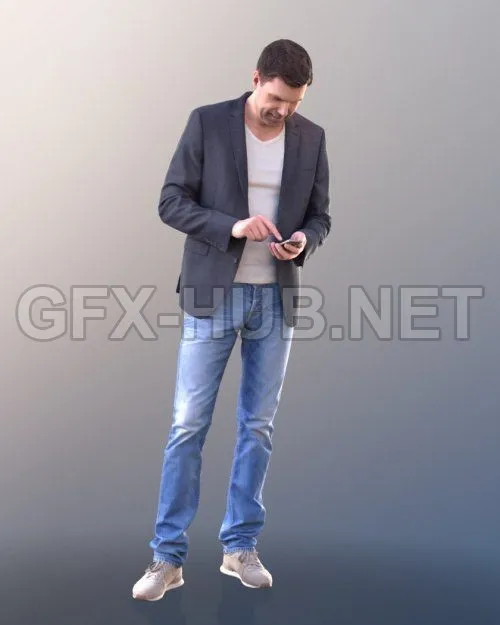 PBR Game 3D Model – Casual Man Lars Checking phone