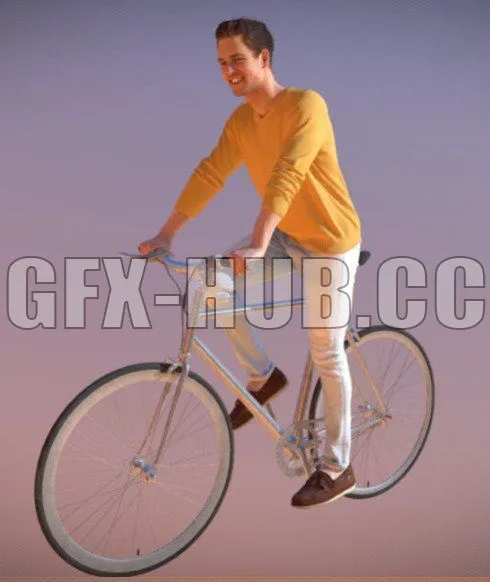 PBR Game 3D Model – Casual Man Virtue Riding a Bike