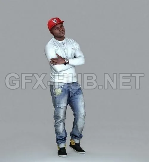 PBR Game 3D Model – Casual Man with Red Cap and Jeans