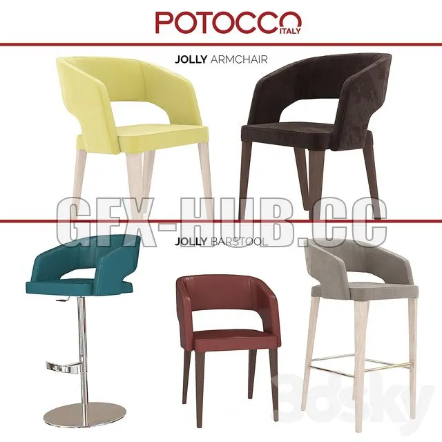 FURNITURE 3D MODELS – Bar chair Potocco Jolly