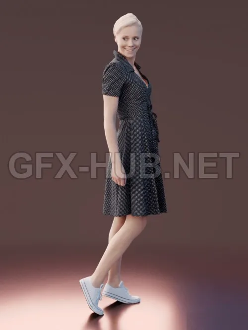PBR Game 3D Model – Casual Woman Standing scanned