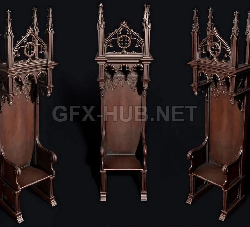 PBR Game 3D Model – Cathedral Chair