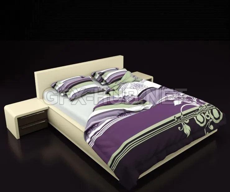 FURNITURE 3D MODELS – Bed with bedclothes