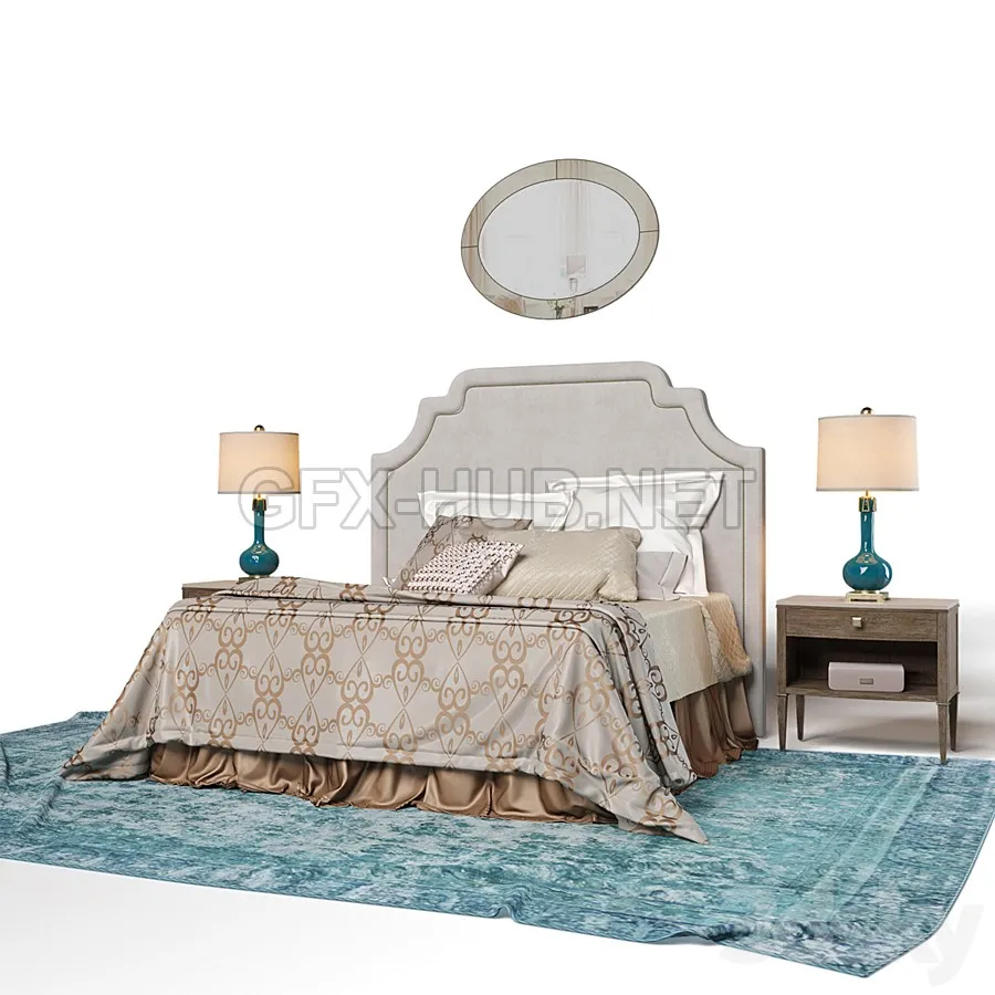 FURNITURE 3D MODELS – Bed with linens