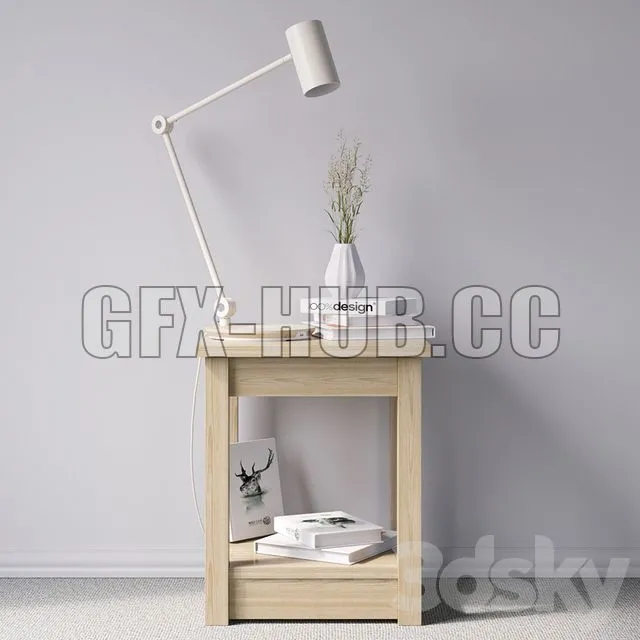FURNITURE 3D MODELS – Bedside table with lamp