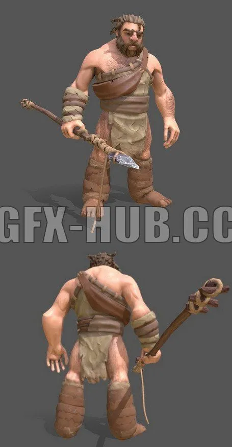 PBR Game 3D Model – Caveman