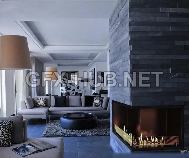 FURNITURE 3D MODELS – Biofireplace hearth for a corner wall