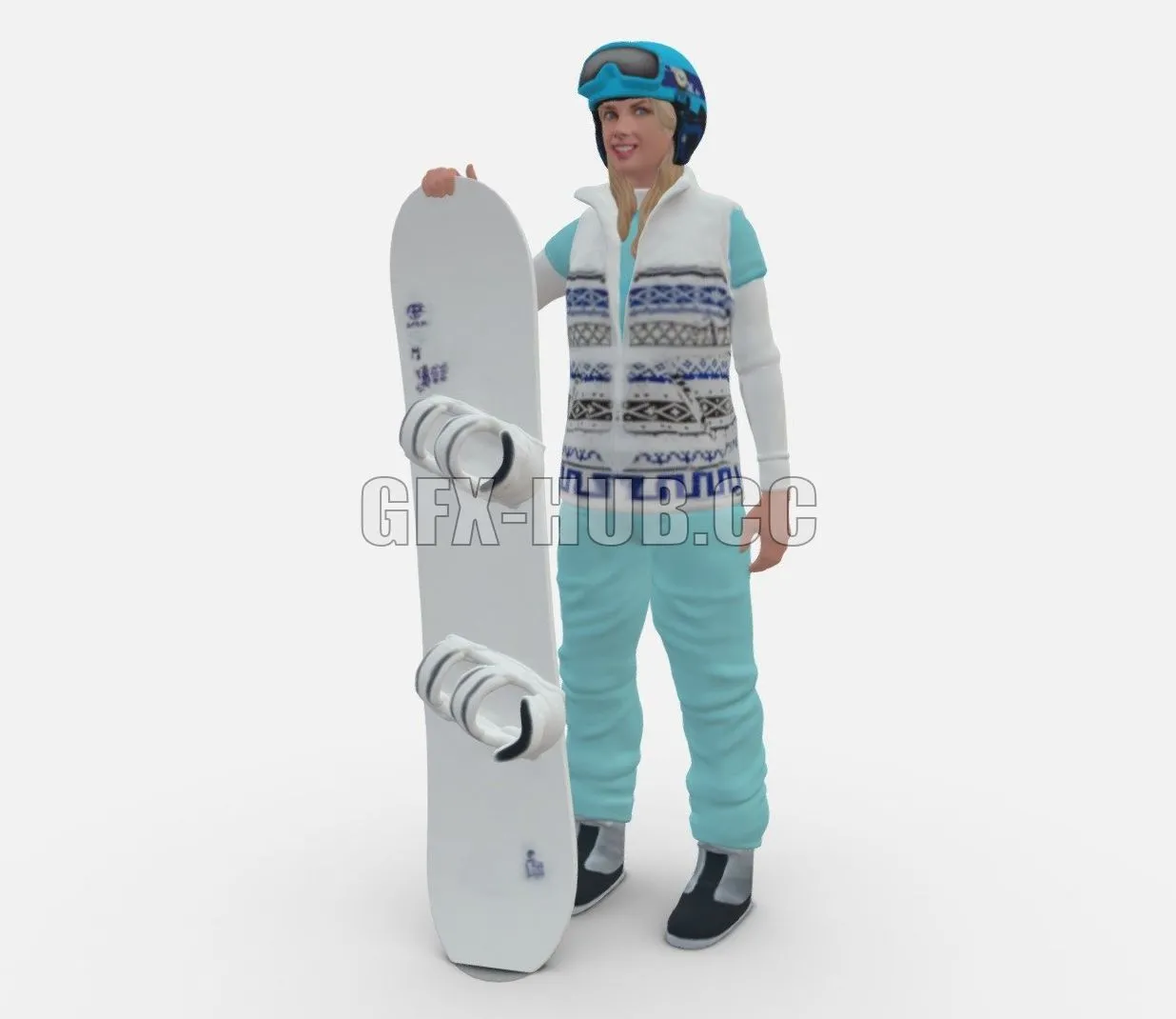 FURNITURE 3D MODELS – Blonde woman with snowboard 0934