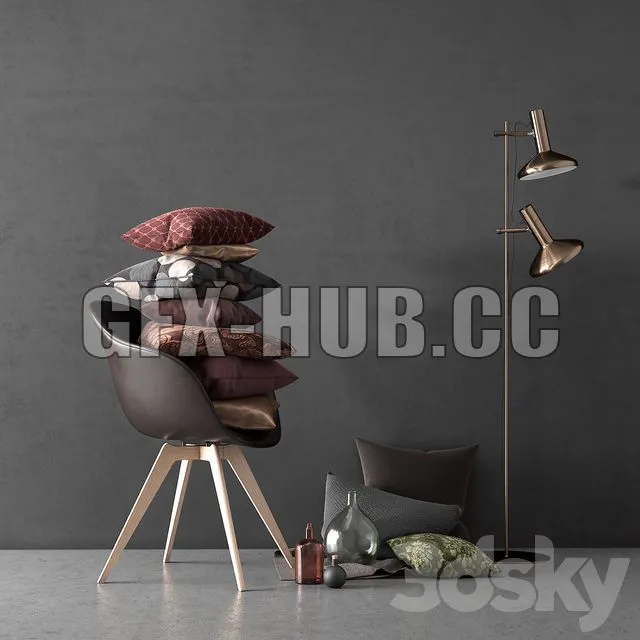 FURNITURE 3D MODELS – BoConcept Set Adelaide Chair & Duo Stehlampe