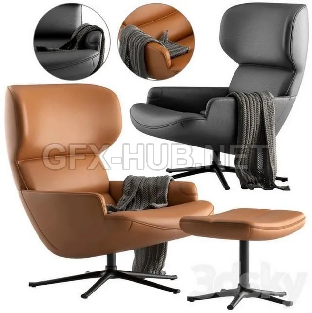 FURNITURE 3D MODELS – Boconcept-Trento chair + Trento footstool