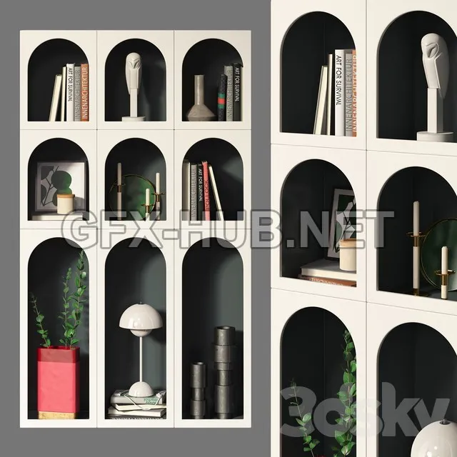 FURNITURE 3D MODELS – Bookcase Bonaldo Set 03