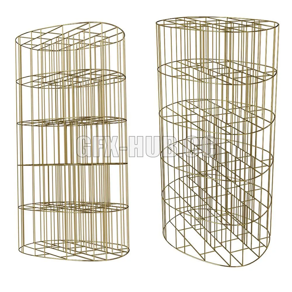 FURNITURE 3D MODELS – Bookcase Golden Cage