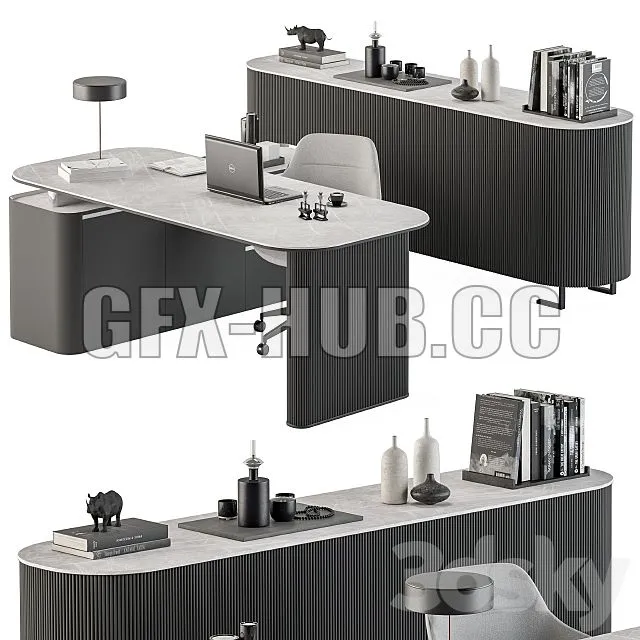 FURNITURE 3D MODELS – Boss Desk Black and Gray Office Furniture 236