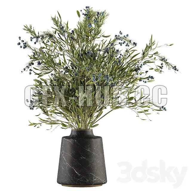 FURNITURE 3D MODELS – Bouquet Green Branch in Vase 54
