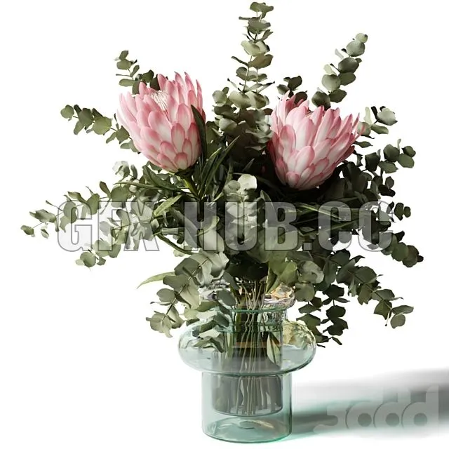 FURNITURE 3D MODELS – Bouquet with Three Pink Proteas