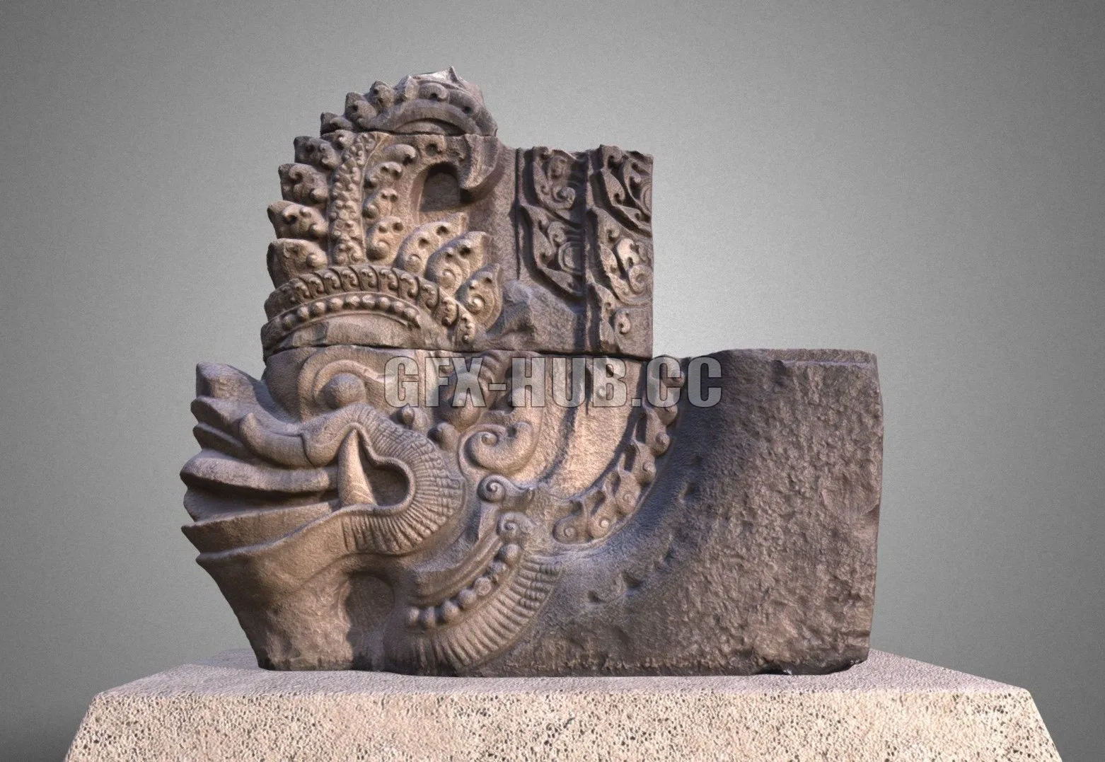 PBR Game 3D Model – Cham Makara sea monsters 12th centuries