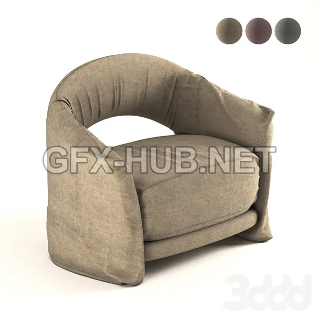 FURNITURE 3D MODELS – Brown armchair with fabric material in 3 colors (free)