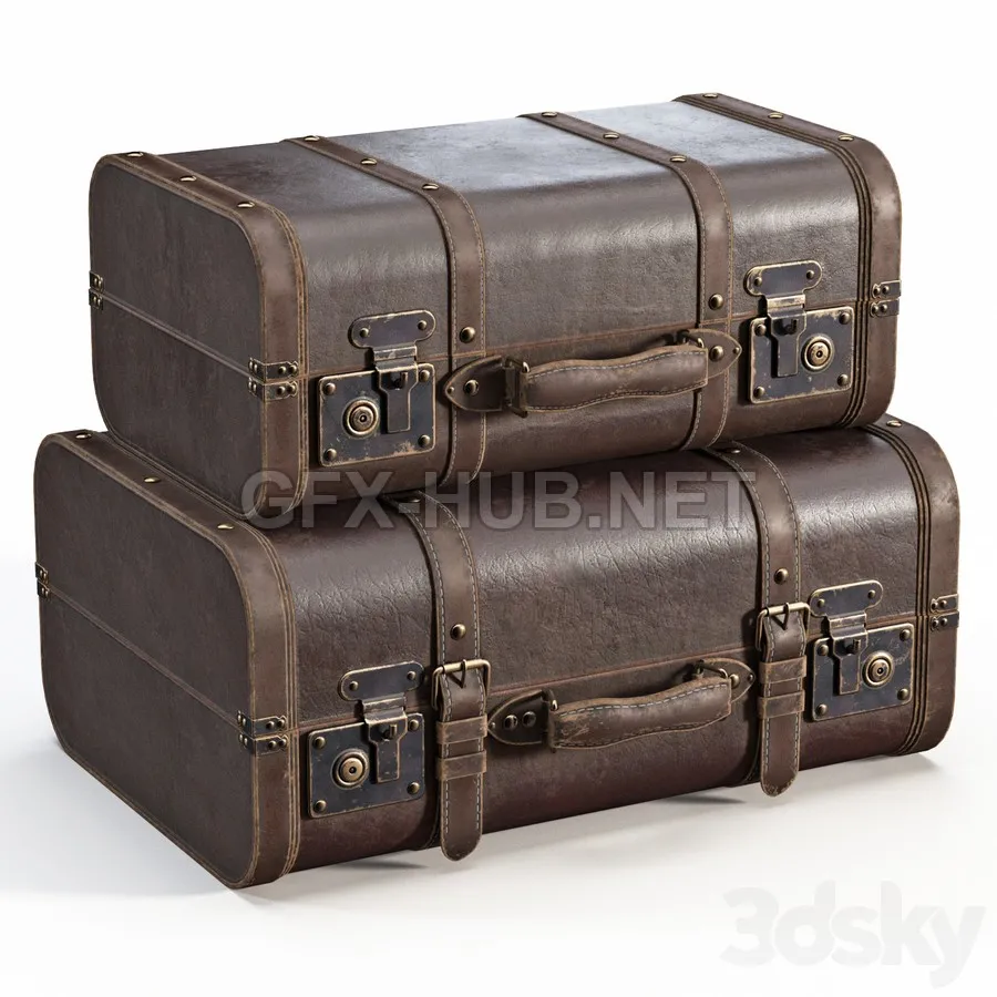 FURNITURE 3D MODELS – Brown Vintage Suitcases