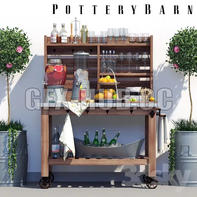 FURNITURE 3D MODELS – Buffet Pottery Barn Abbott Set