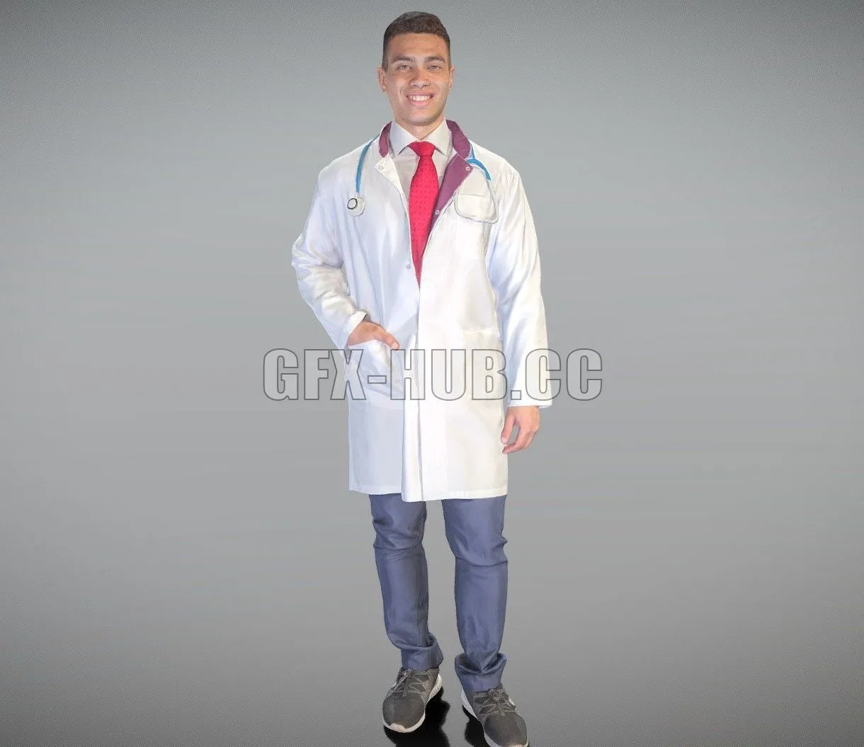 PBR Game 3D Model – Charming Young Doctor Smiling