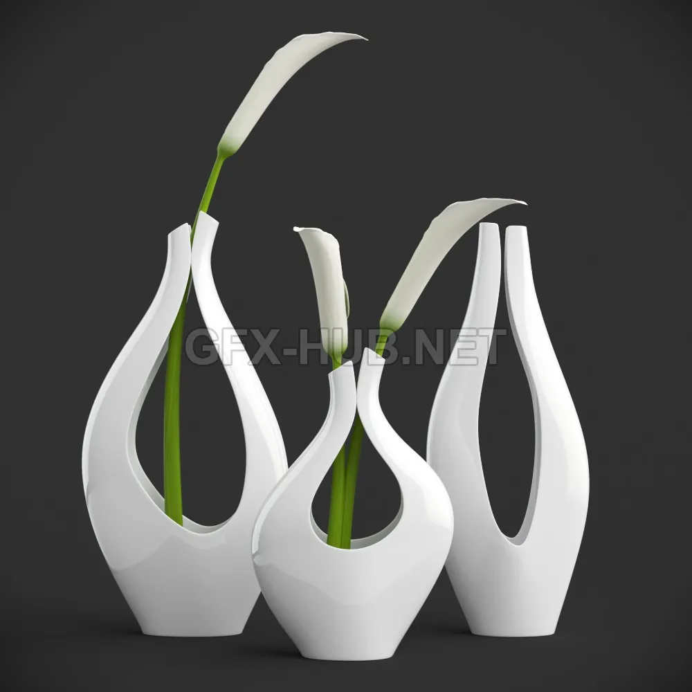 FURNITURE 3D MODELS – Calla lilies vases 77-88