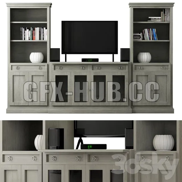 FURNITURE 3D MODELS – Cameo 4-Piece Grey Storage bookcase entertainment