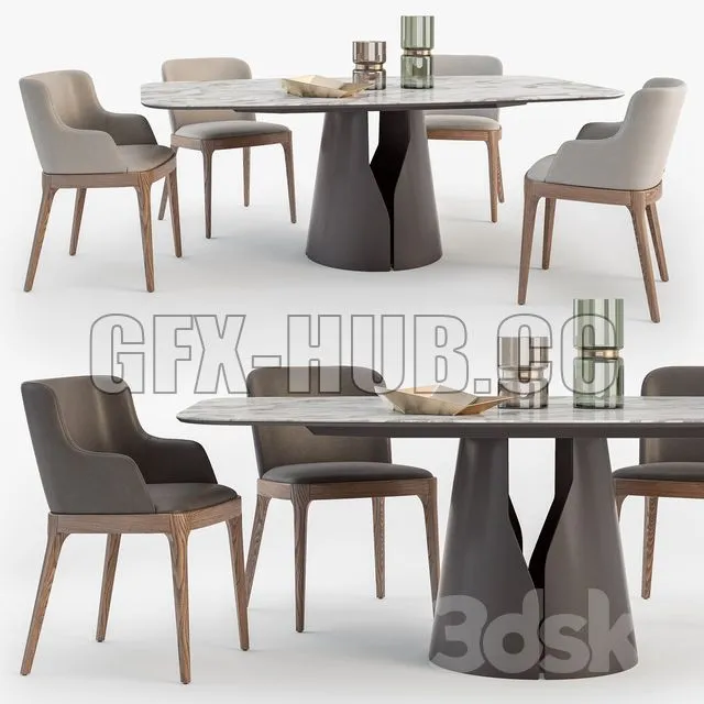 FURNITURE 3D MODELS – Cattelan Italia Giano table Magda chair set