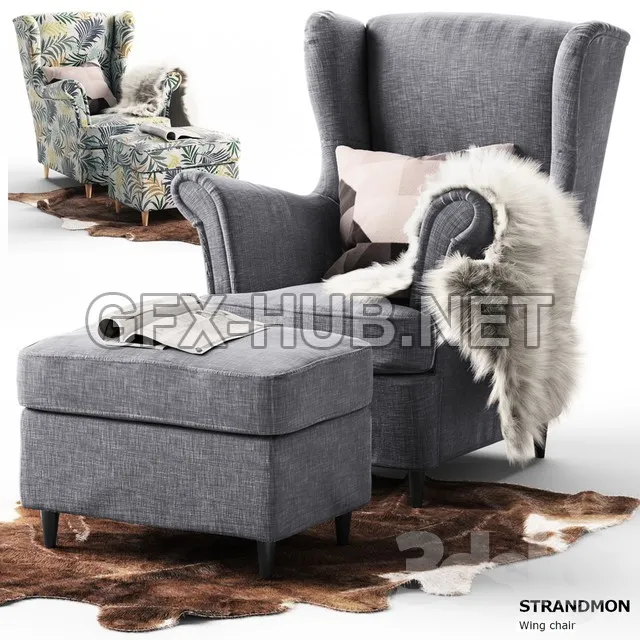 FURNITURE 3D MODELS – Chair Strandmon Ikea