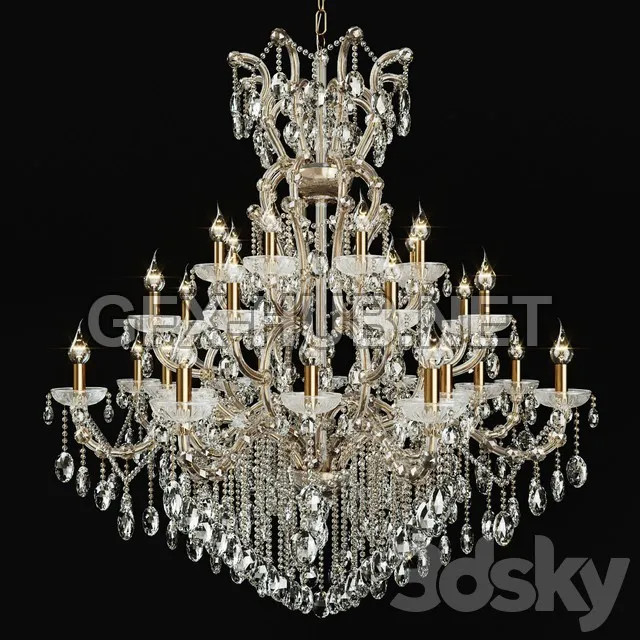 FURNITURE 3D MODELS – Chandelier Crystal Lux Hollywood SP16 + 8 + 8 Gold